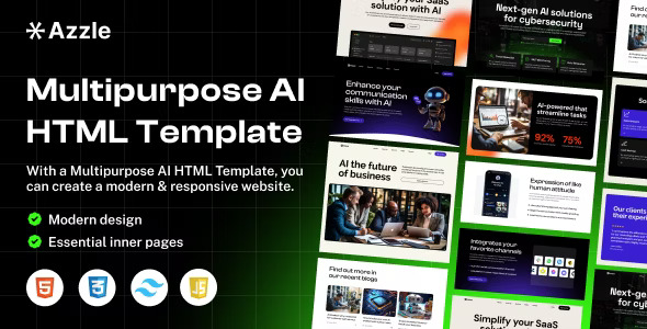 Azzle - AI Technology & Startup Business Tailwind Template Azzle - AI Technology & Startup Business Tailwind Template