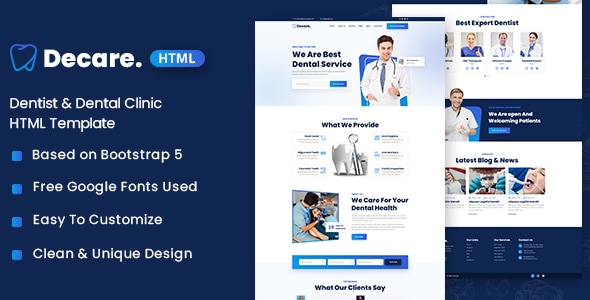 Decare Dentist & Dental Clinic HTML Template Decare Dentist & Dental Clinic HTML Template