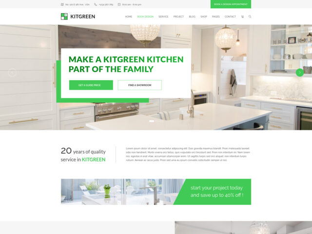 KitGreen Interior and Kitchen Design WordPress Theme